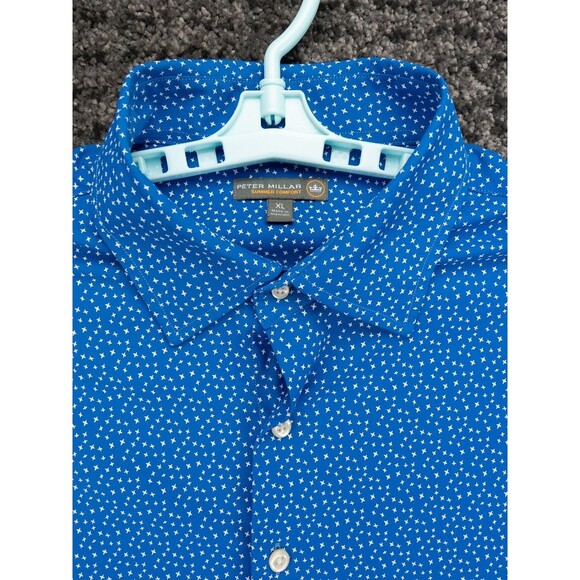 Peter Millar Shirt Mens XL Blue Star Pattern Summer Comfort Performance Golf - Picture 4 of 11